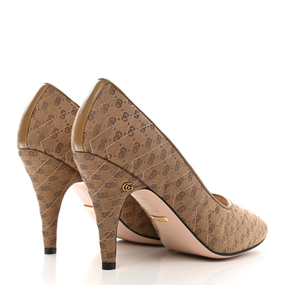 Gucci Monogram GG Mignon Nappa Chevron Matelasse Double G 95mm Pumps 39 Dusty Brown 4 of 9