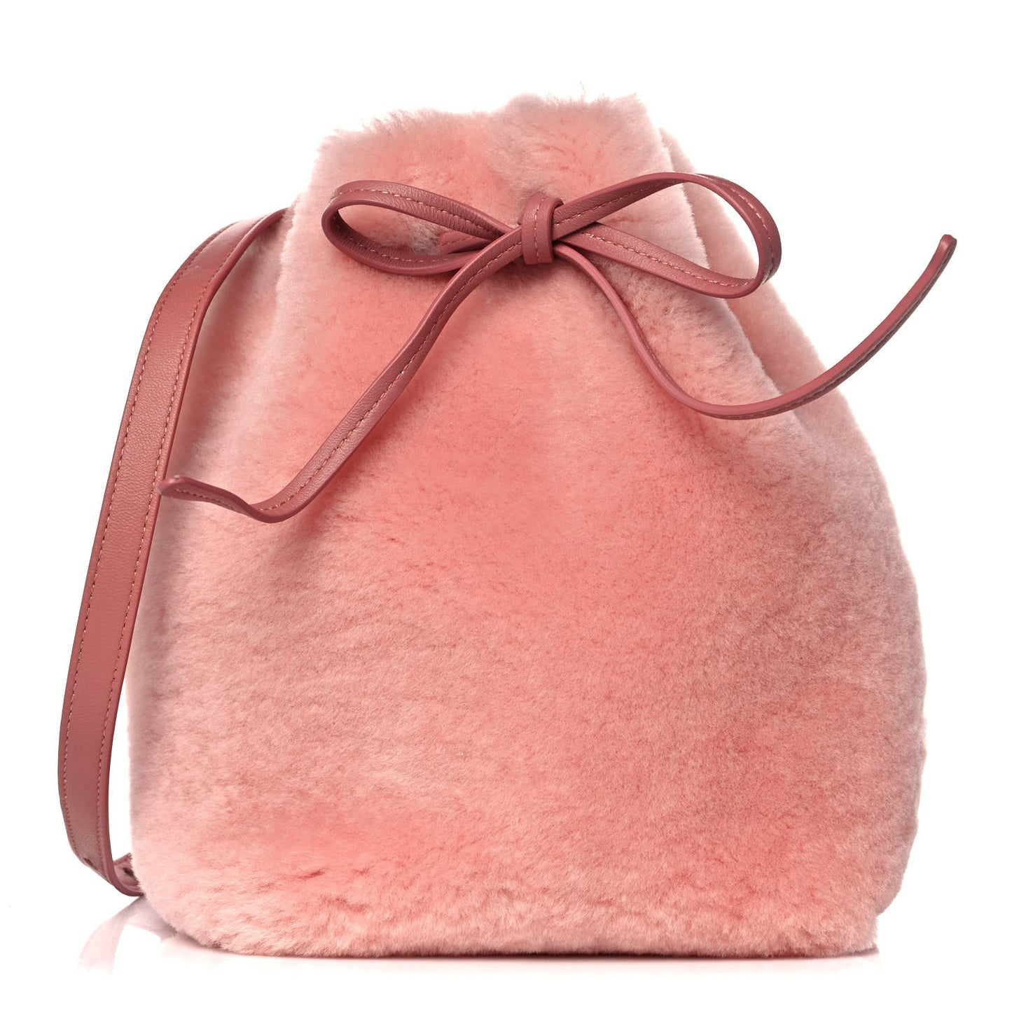 Shearling Mini Bucket Bag Blush