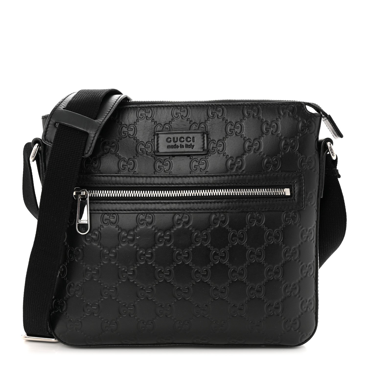 Gucci Guccissima Signature Small Messenger Bag Black 1 of 12