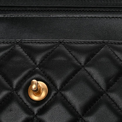 Chanel Lambskin Quilted CC Pearl Crush Wallet on Chain WOC Black 12 of 14