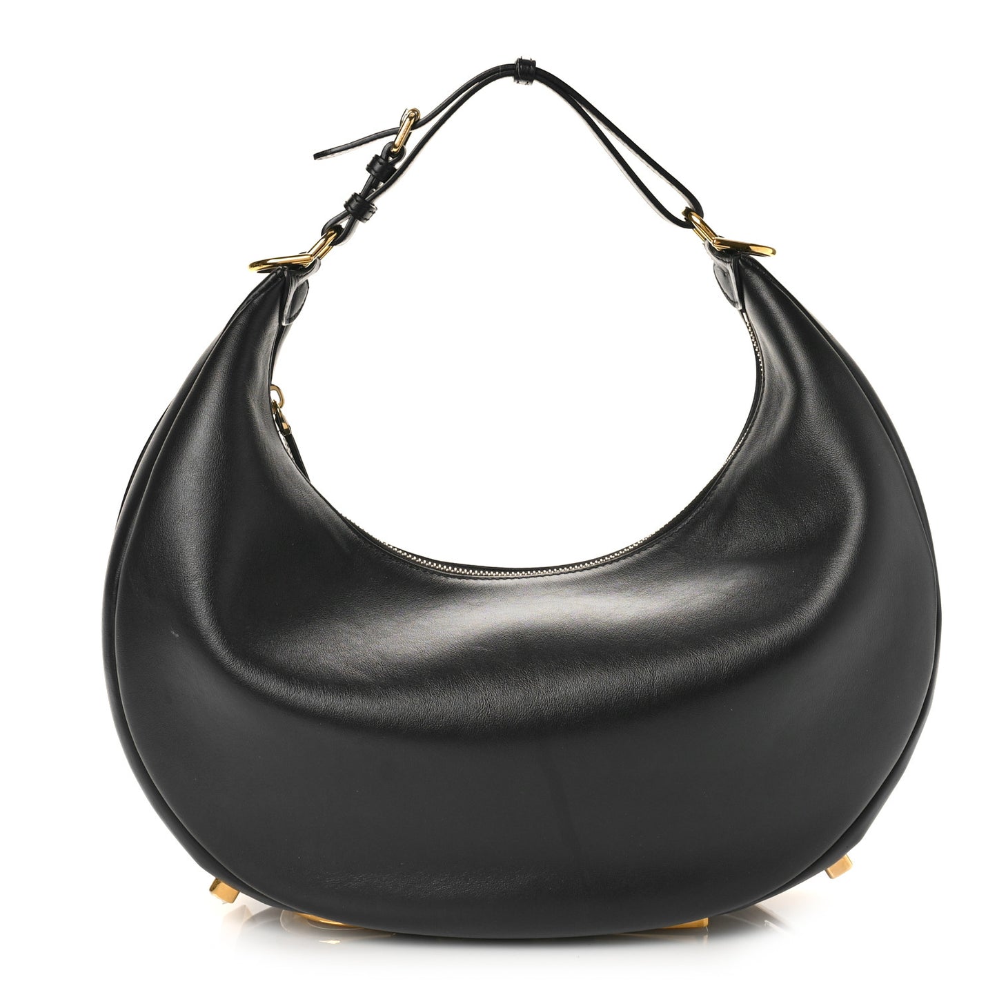 Vitello Grace Matte Medium Fendigraphy Hobo Bag Black