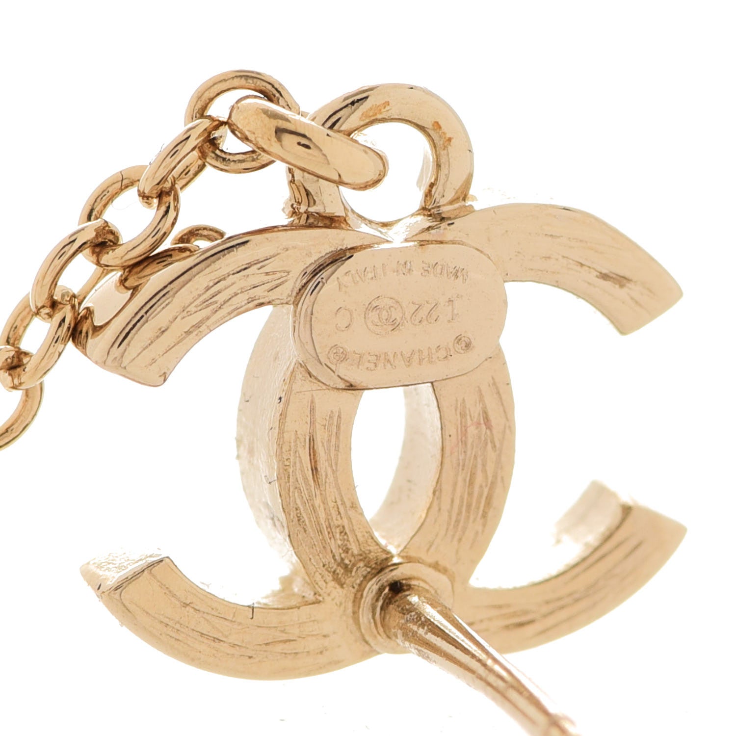 Chanel Metal Crystal CC Chain Cuff Earrings Gold 4 of 5