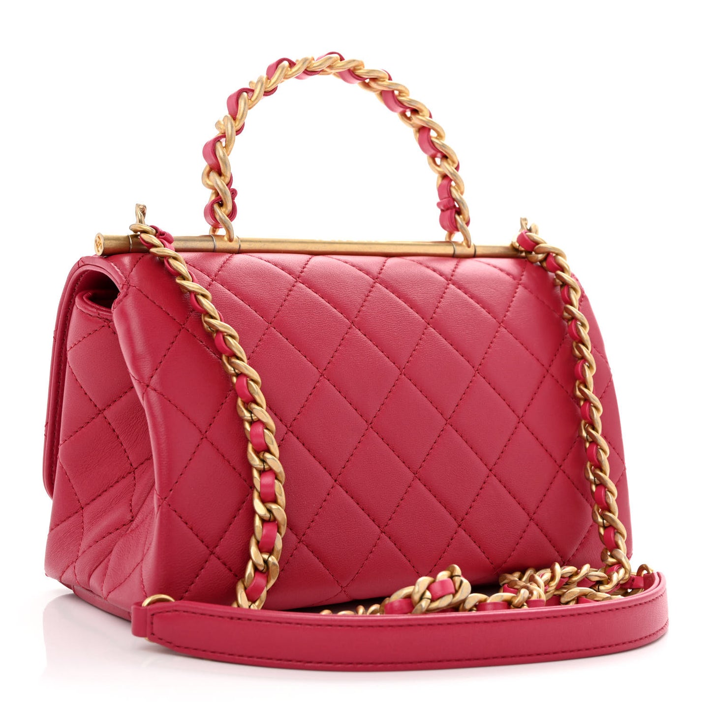 Lambskin Quilted La Parisienne Top Handle Flap Pink