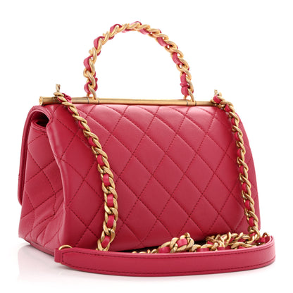 Chanel Lambskin Quilted La Parisienne Top Handle Flap Pink 3 of 10