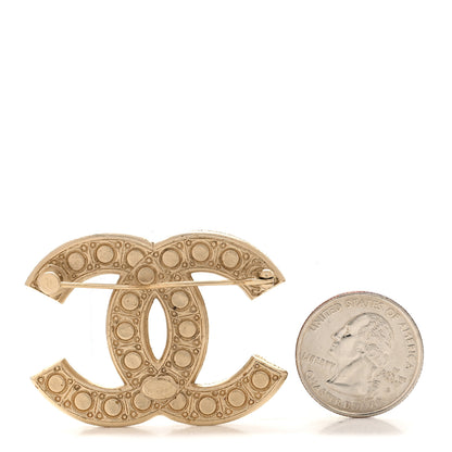 Chanel Metal Crystal Graduated Pearl CC Brooch Gold 2 of 6
