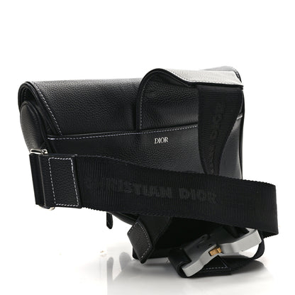 Christian Dior Grained Calfskin Mens Saddle Bag Black 3 of 8