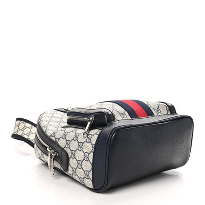 Gucci GG Supreme Monogram Textured Dollar Calfskin Web Small Ophidia Day Backpack Beige Blue Black 4 of 10