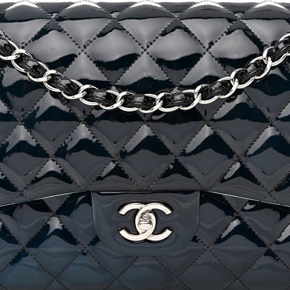 Chanel Patent Quilted Jumbo Double Flap Navy 7 of 15
