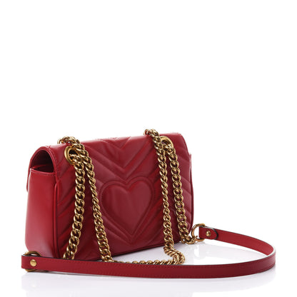 Gucci Calfskin Matelasse Mini GG Marmont Shoulder Bag Hibiscus Red 2 of 4
