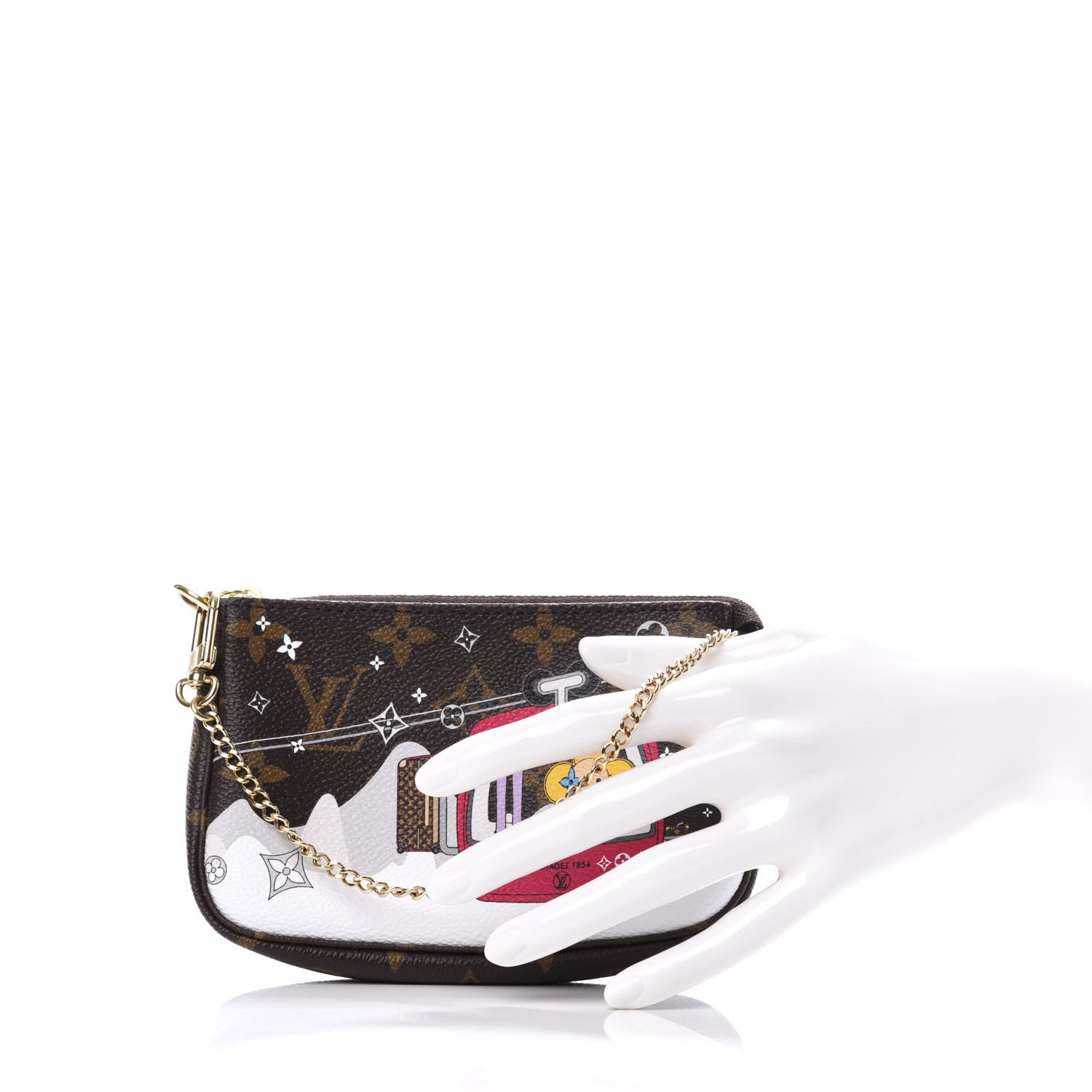 Louis Vuitton Monogram 2019 Christmas Animation Mini Courchevel Pochette Accessories Fuchsia 2 of 10
