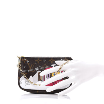 Louis Vuitton Monogram 2019 Christmas Animation Mini Courchevel Pochette Accessories Fuchsia 2 of 10