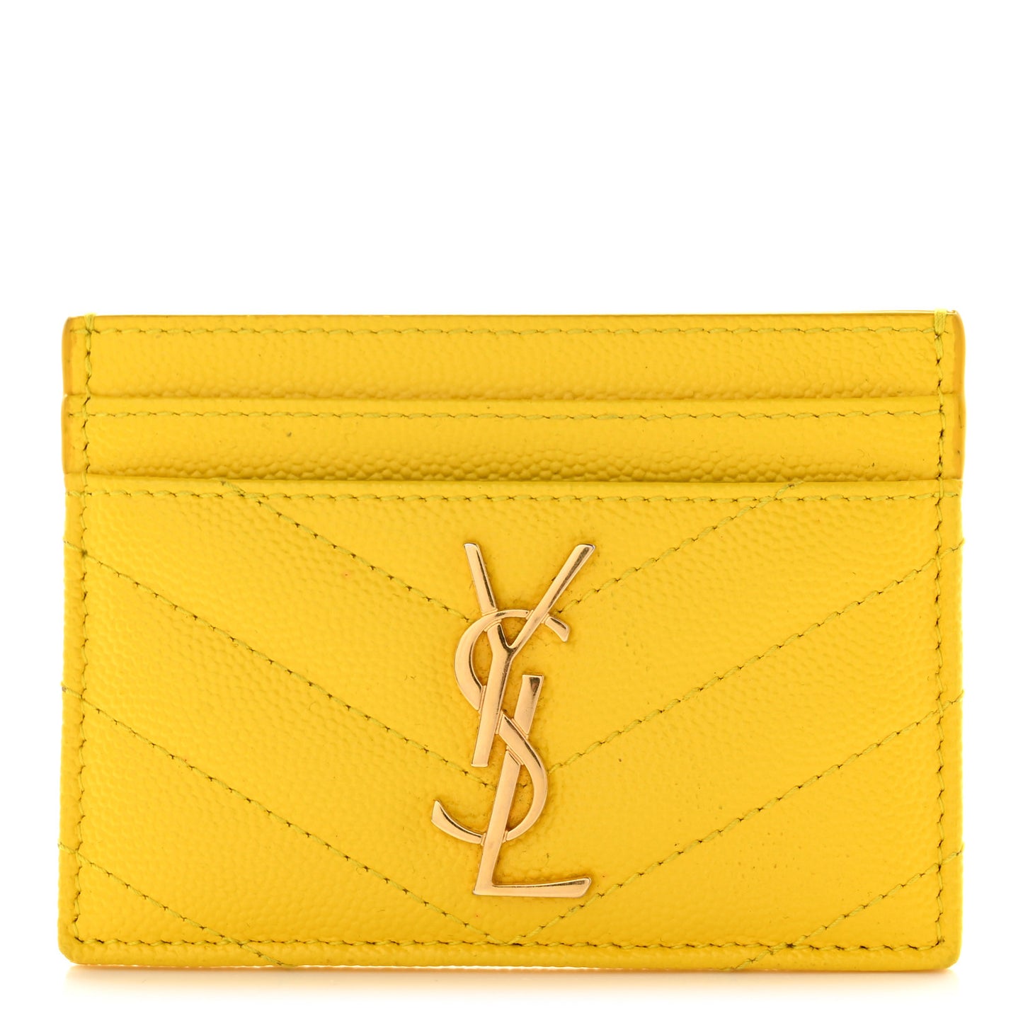 Grain De Poudre Matelasse Chevron Monogram Credit Card Case Mimosa