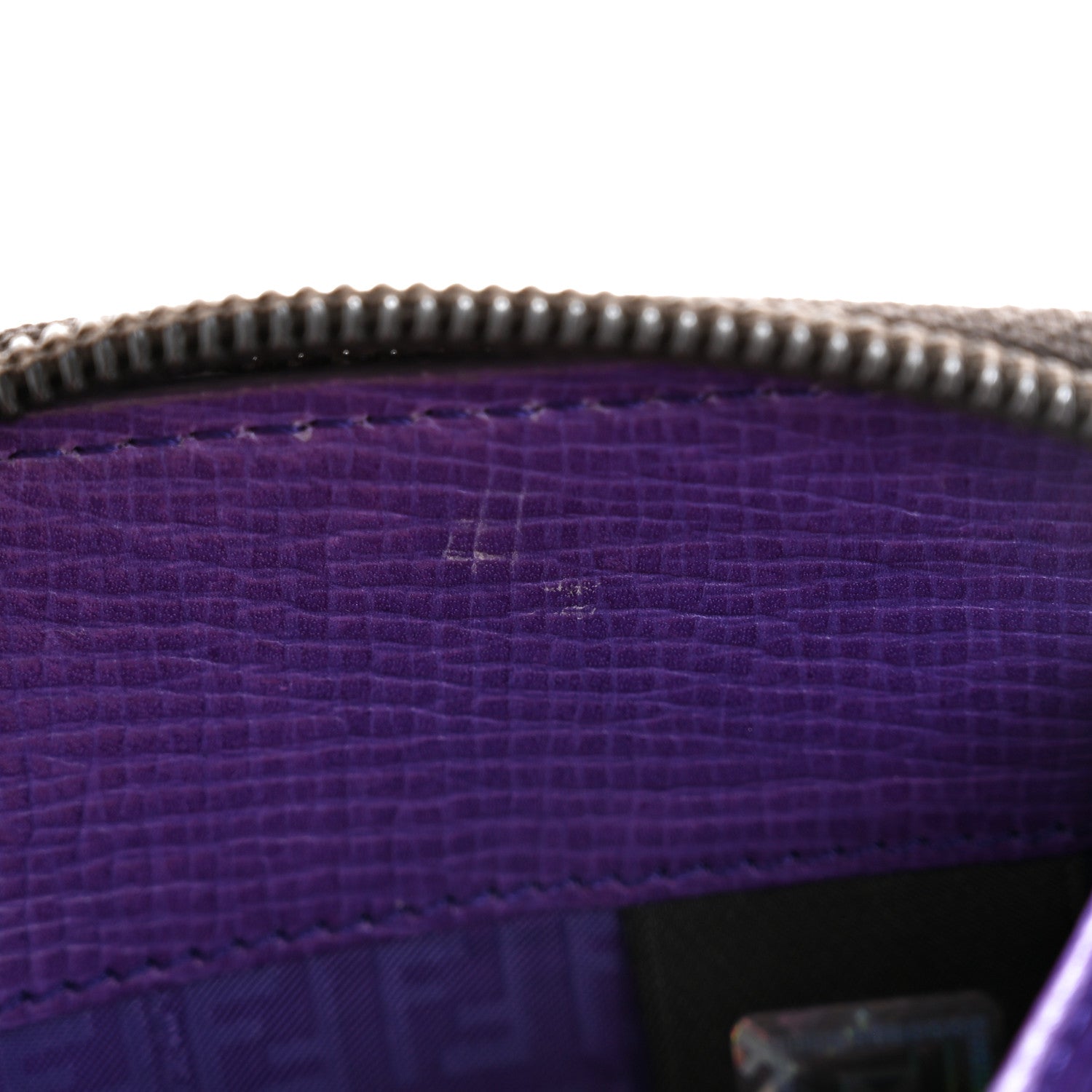 Fendi Zucca Spalmati Vitello Elite Zip Around Wallet Tobacco Viola 9 of 9