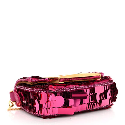 Fendi Sequin Paillettes Shiny Nappa Sex and the City Nano Maxi Buckle Baguette Charm Ciclamino Pilar 4 of 11