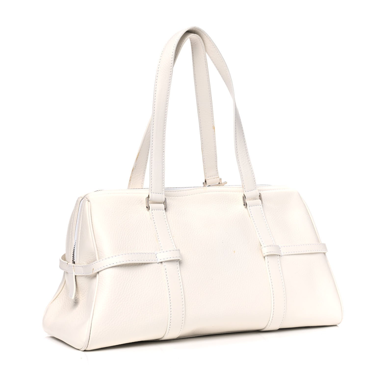 Christian Dior Calfskin Logo Charms Boston White 2 of 15