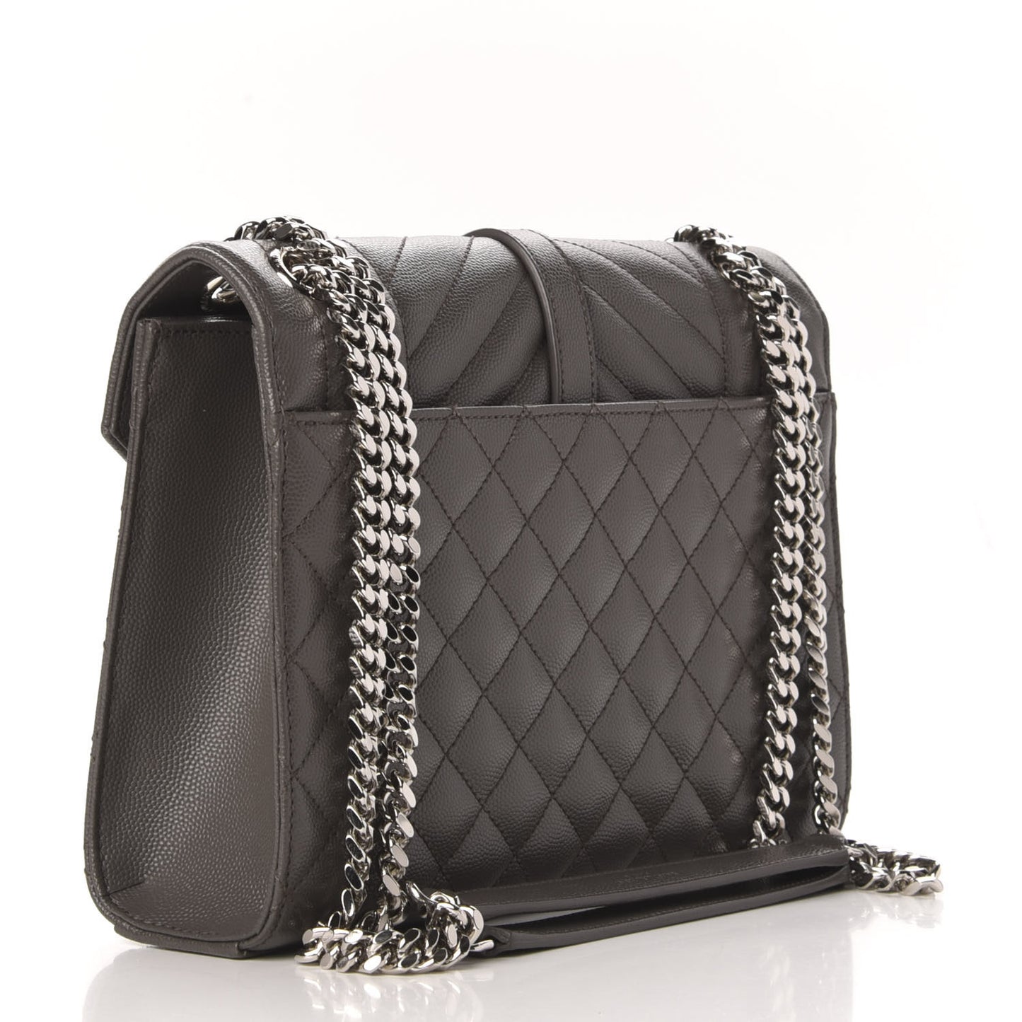 Grain De Poudre Textured Mixed Matelasse Medium Triquilt Monogram Satchel Earth