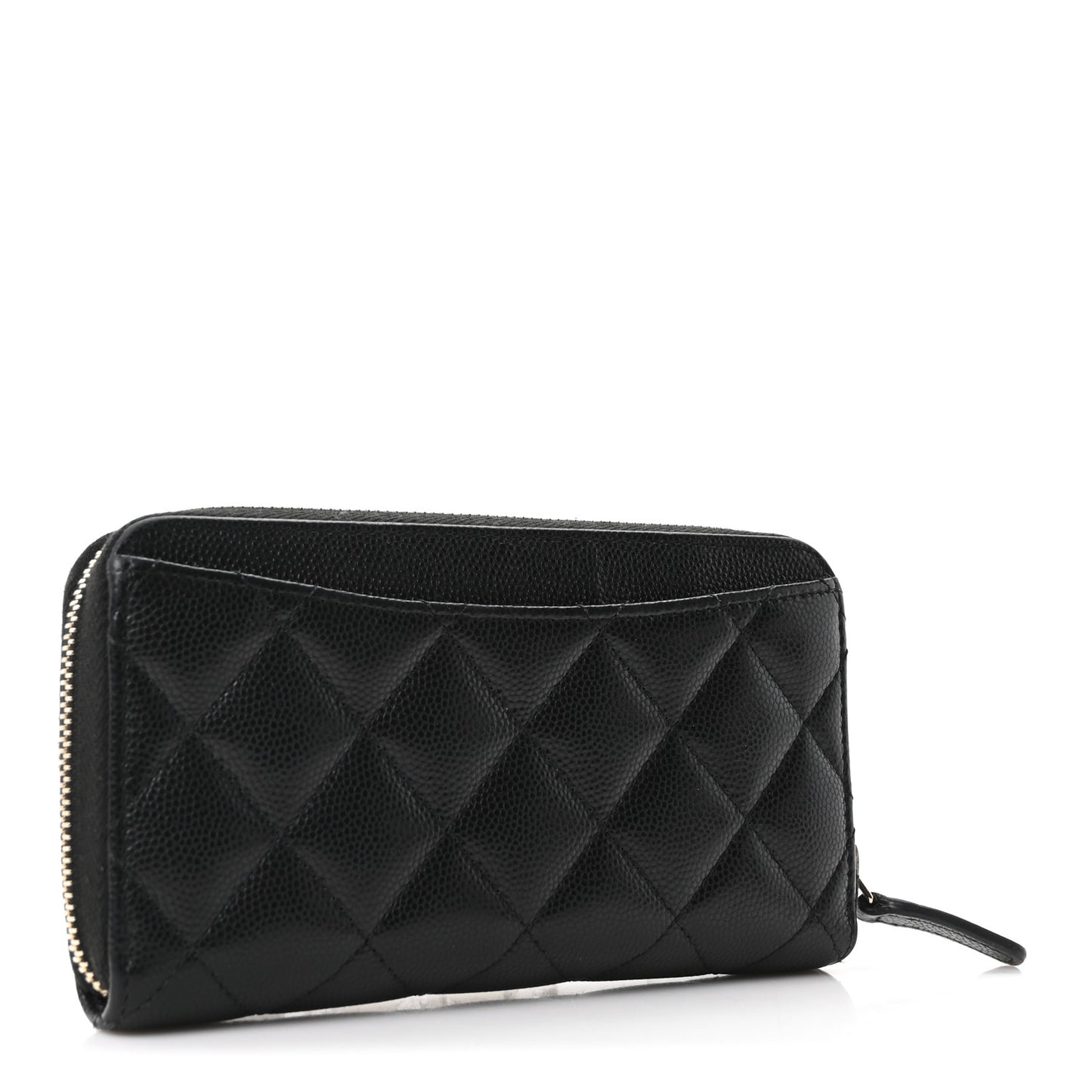 Caviar Quilted Medium Zip Around Wallet Black