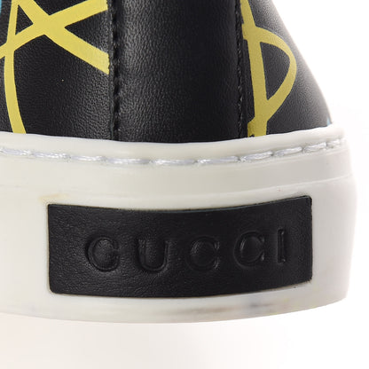Gucci Calfskin GucciGhost Print Womens Slip On Sneakers 34.5 Black New Acquamarine 9 of 10