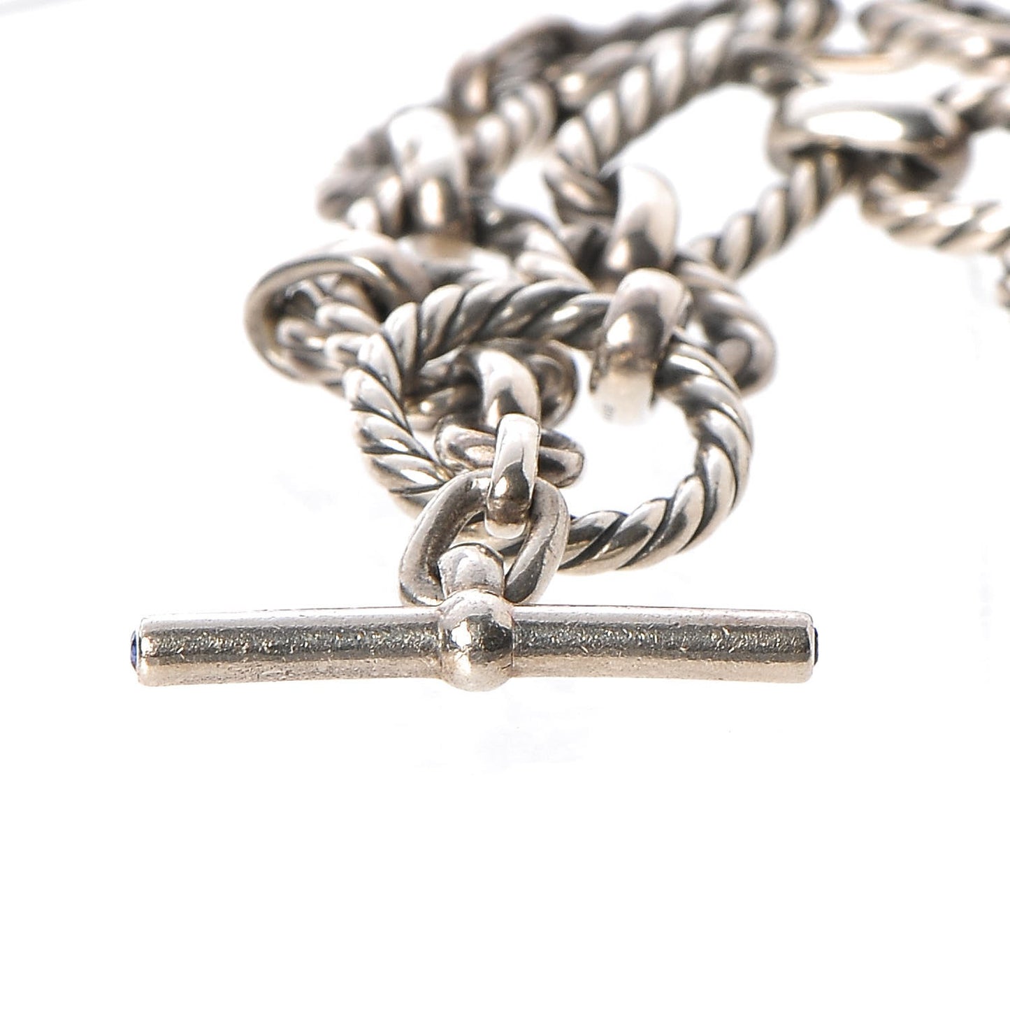 Sterling Silver Blue Sapphire 9.5mm Cushion Link Bracelet