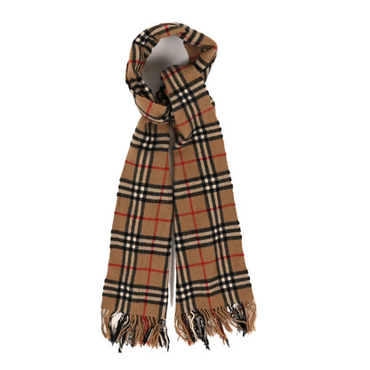 Burberry Lambswool Check Fringe Scarf Camel 1 of 4