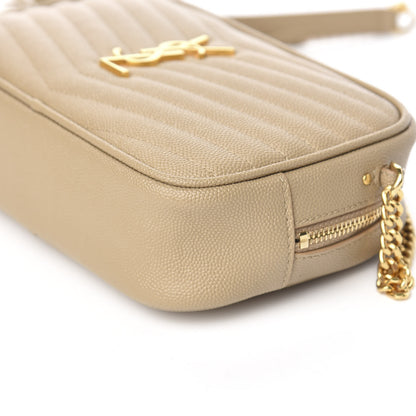 Saint Laurent Grain De Poudre Matelasse Monogram Mini Lou Camera Bag Dark Beige 9 of 10