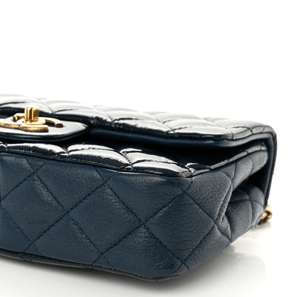 Chanel Patent Goatskin Quilted Small CC Eyelet Flap Blue 9 of 9