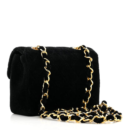 Chanel Velvet Quilted Extra Mini Rectangular Flap Black 3 of 10
