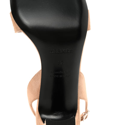 Hermes Suede Goatskin Crystal Eternite 80 Sandal 37 Bois De Santal 6 of 11
