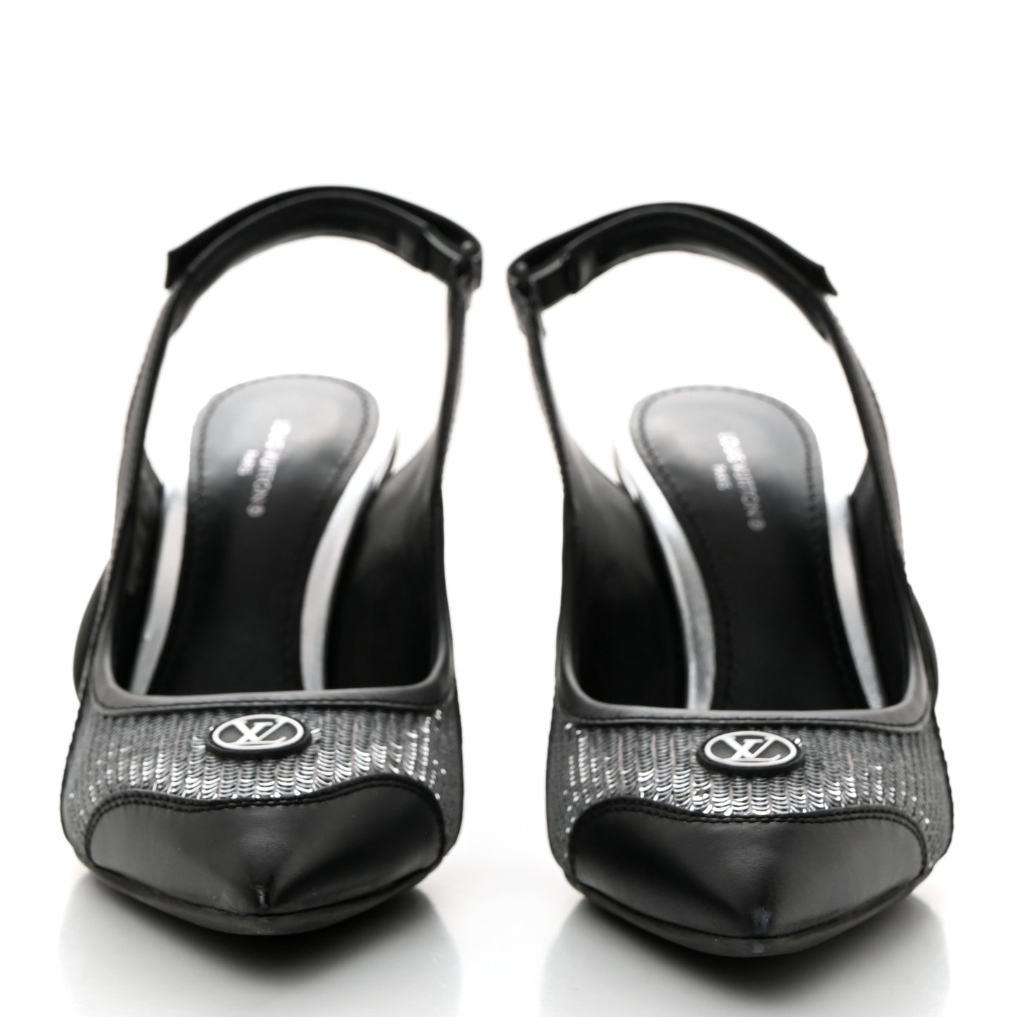 Calfskin Sequin Archlight Slingback Pumps 37 Black