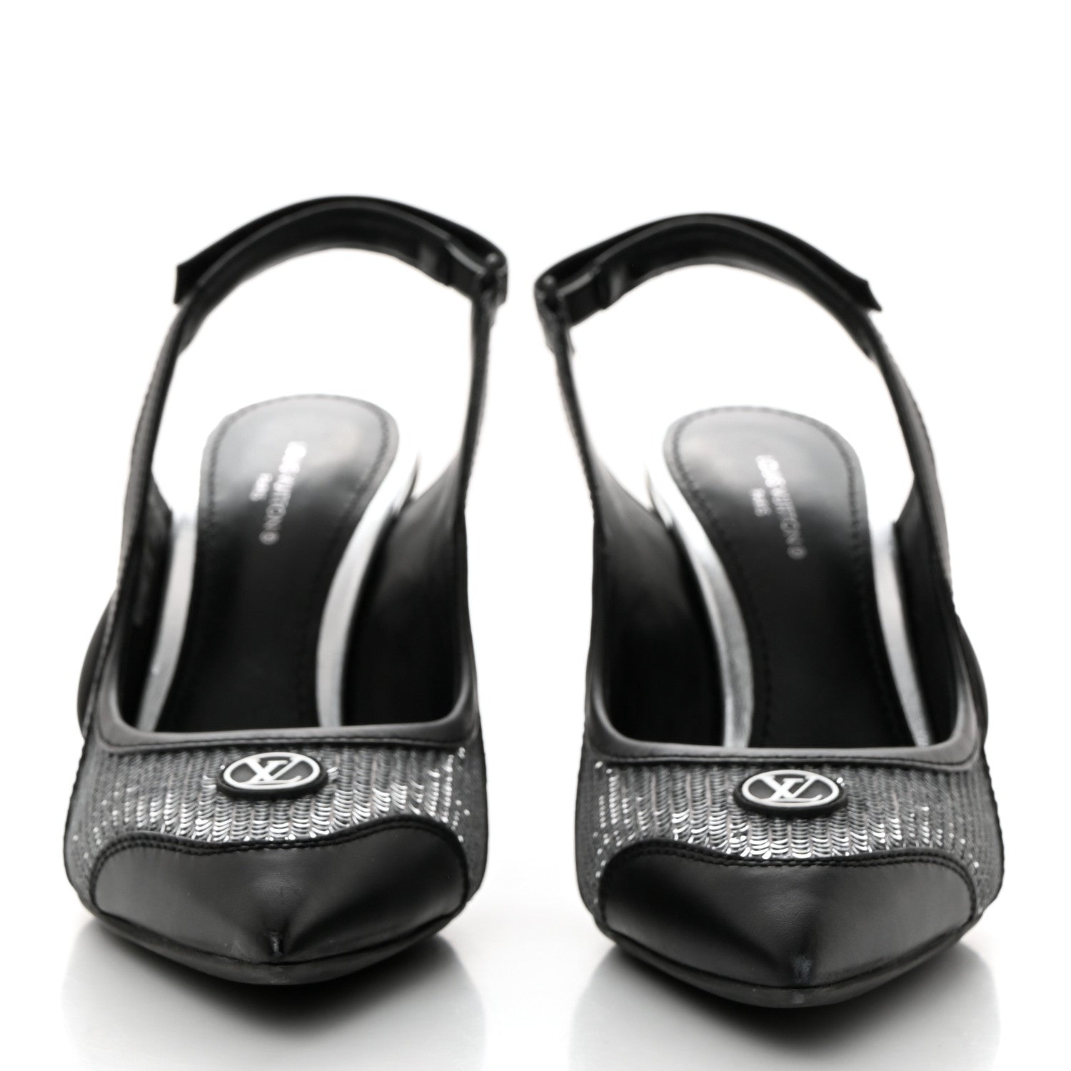 Louis Vuitton Calfskin Sequin Archlight Slingback Pumps 37 Black 2 of 9