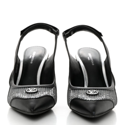 Louis Vuitton Calfskin Sequin Archlight Slingback Pumps 37 Black 2 of 9