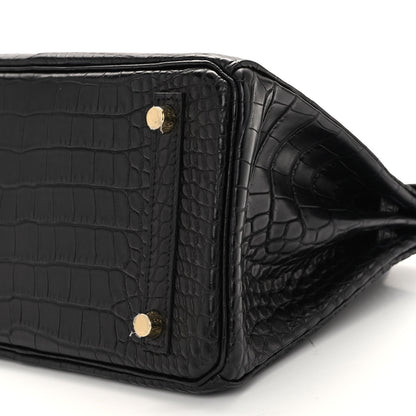 Hermes Matte Alligator Birkin 25 Black 10 of 13