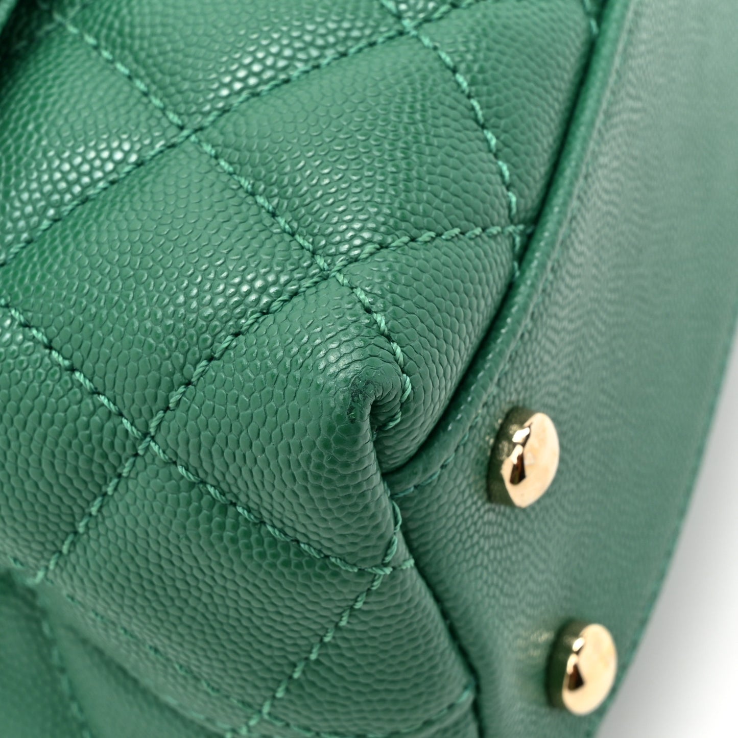 Caviar Quilted Mini Coco Handle Flap Green