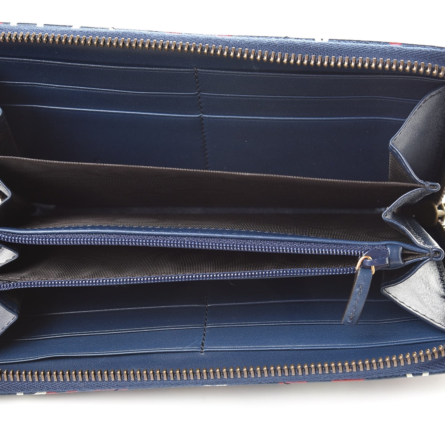Calfskin Matelasse GucciGhost GG Marmont Zip Around Wallet Blue Agata Hibiscus Red