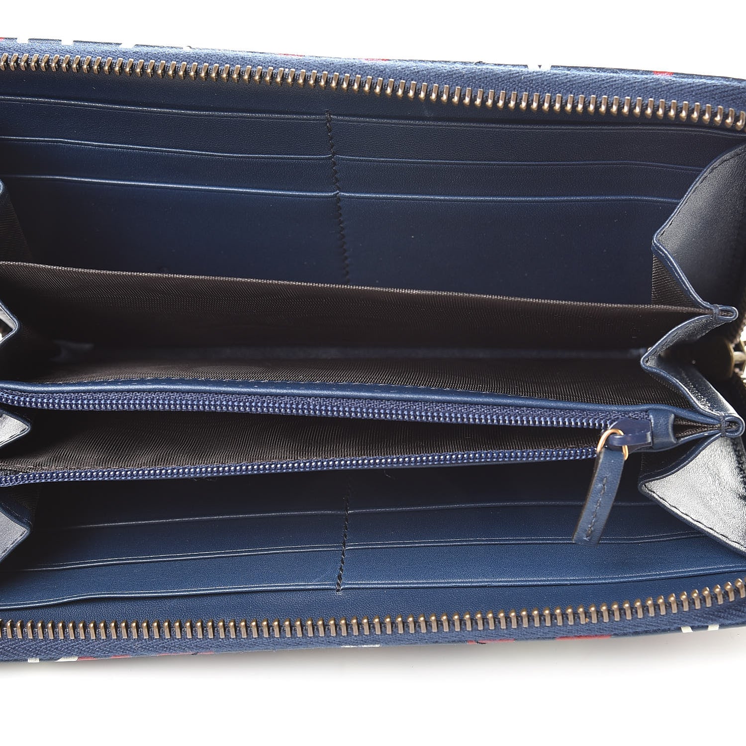 Gucci Calfskin Matelasse GucciGhost GG Marmont Zip Around Wallet Blue Agata Hibiscus Red 5 of 8