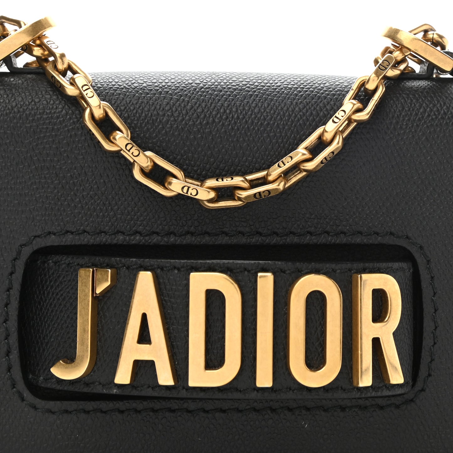 Grained Calfskin Mini J'Adior Chain Flap Bag Black