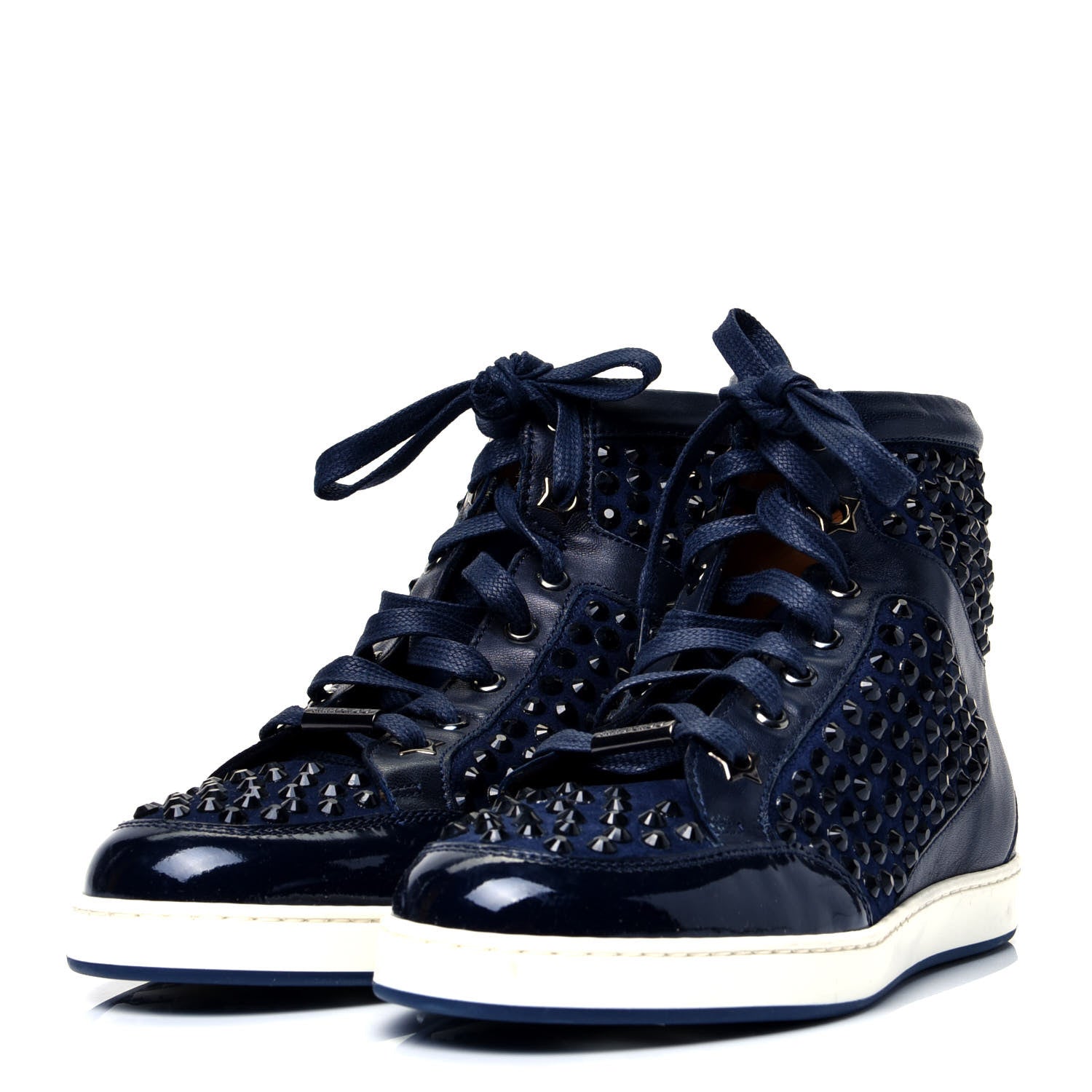 Jimmy Choo Calfskin Patent Studded Tokyo Sneakers 35.5 Navy 3 of 9