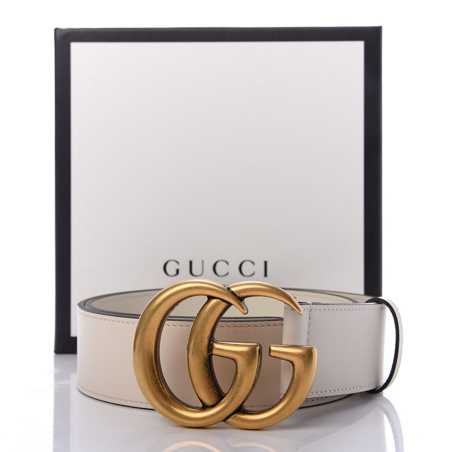 Calfskin Double G 40mm Belt 75 30 Mystic White