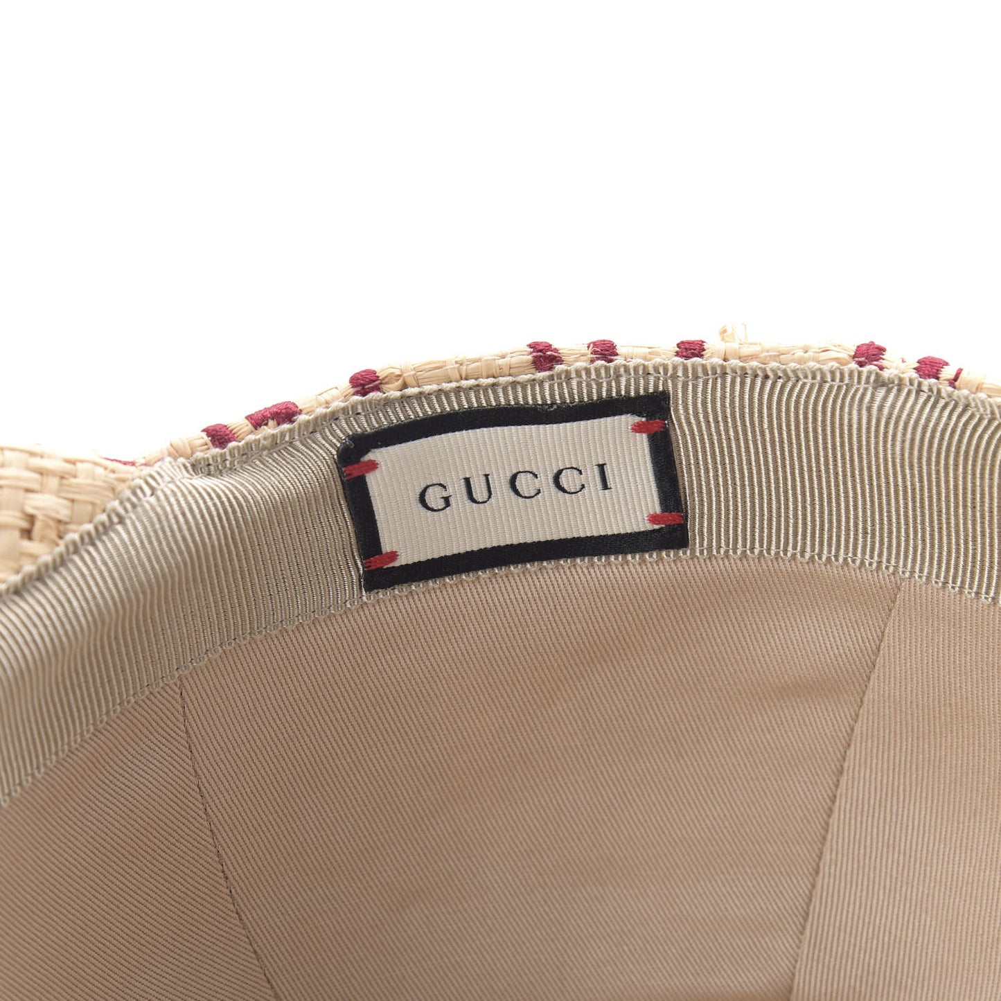 Raffia GG Monogram Elaphe Embroidered Aisha Baseball Hat L Ivory Bordeaux