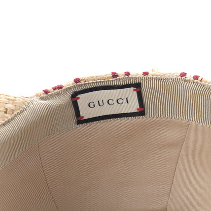 Gucci Raffia GG Monogram Elaphe Embroidered Aisha Baseball Hat L Ivory Bordeaux 8 of 9