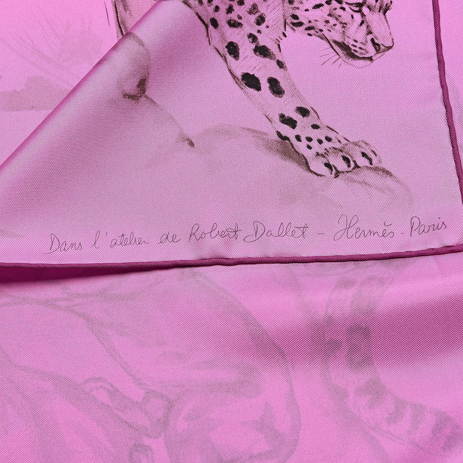 Hermes Silk Dans l'atelier de Robert Dallet Scarf 90 Rose Cyclamen Gris Sepia 3 of 6