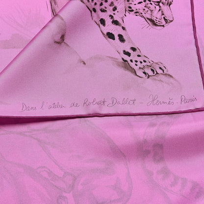 Hermes Silk Dans l'atelier de Robert Dallet Scarf 90 Rose Cyclamen Gris Sepia 3 of 6