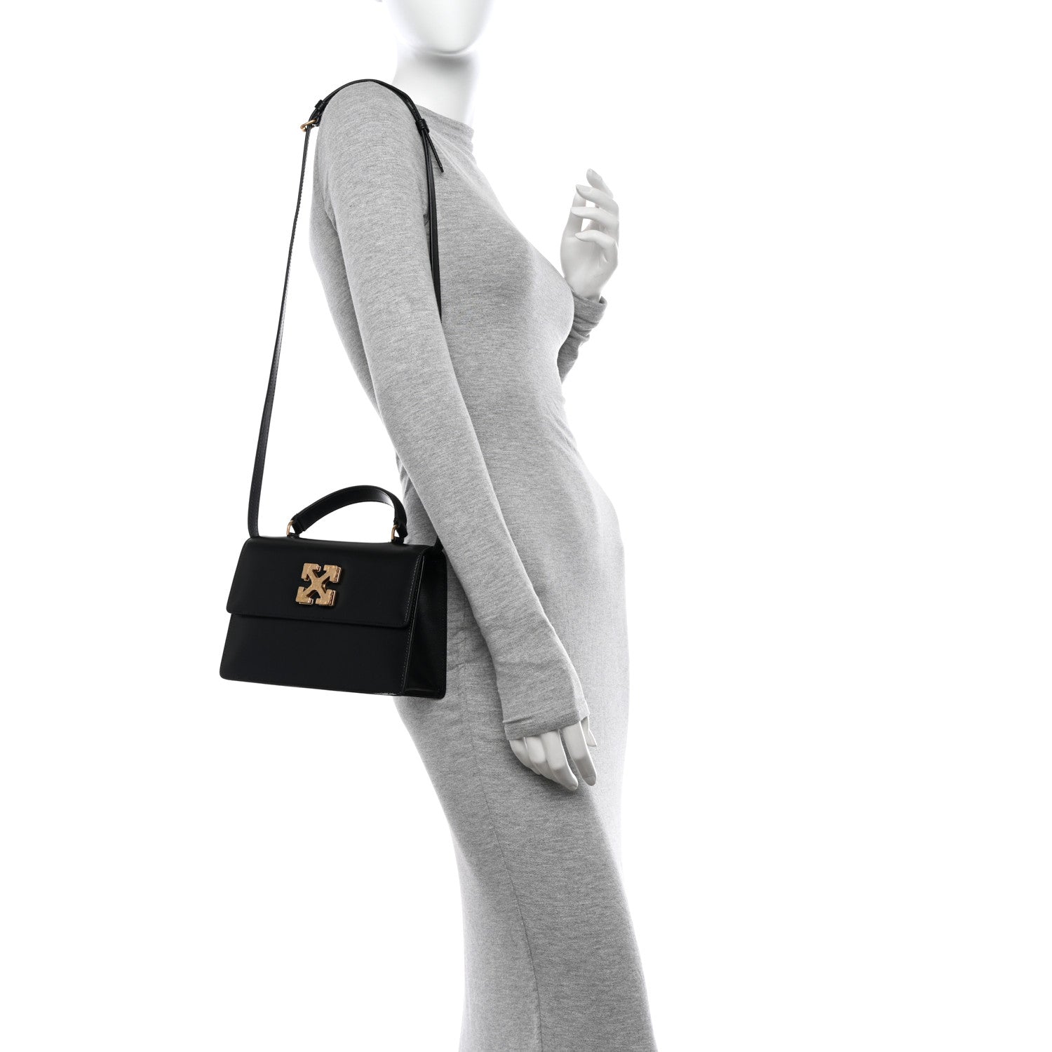 Off-White Calfskin Jitney 1.4 Top Handle Bag Black 2 of 13