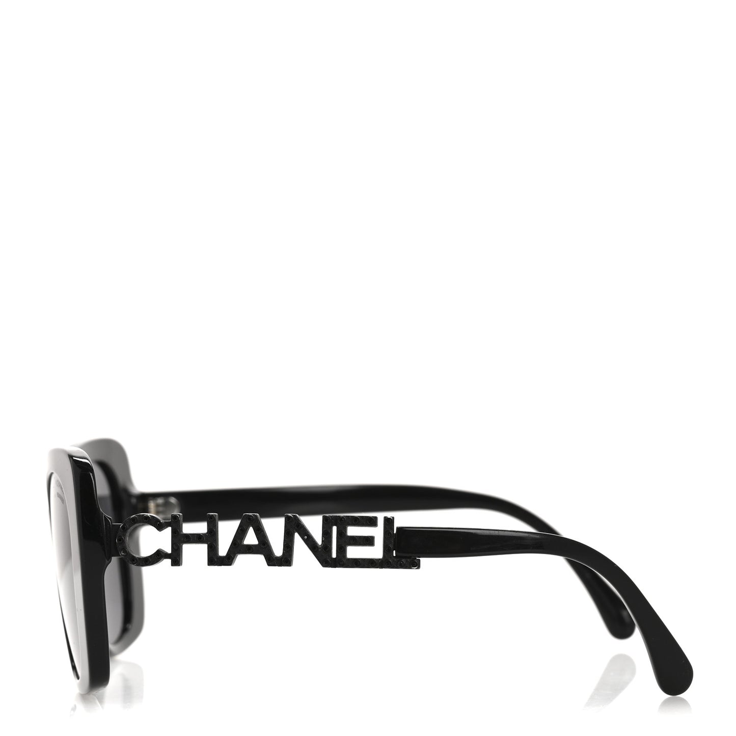 Acetate Strass Polarized Square Sunglasses 5422-B Black