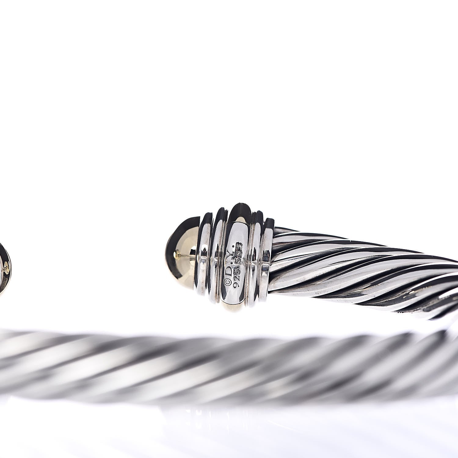 David Yurman Sterling Silver 14K Yellow Gold 7mm Cable Classics Bracelet 4 of 5