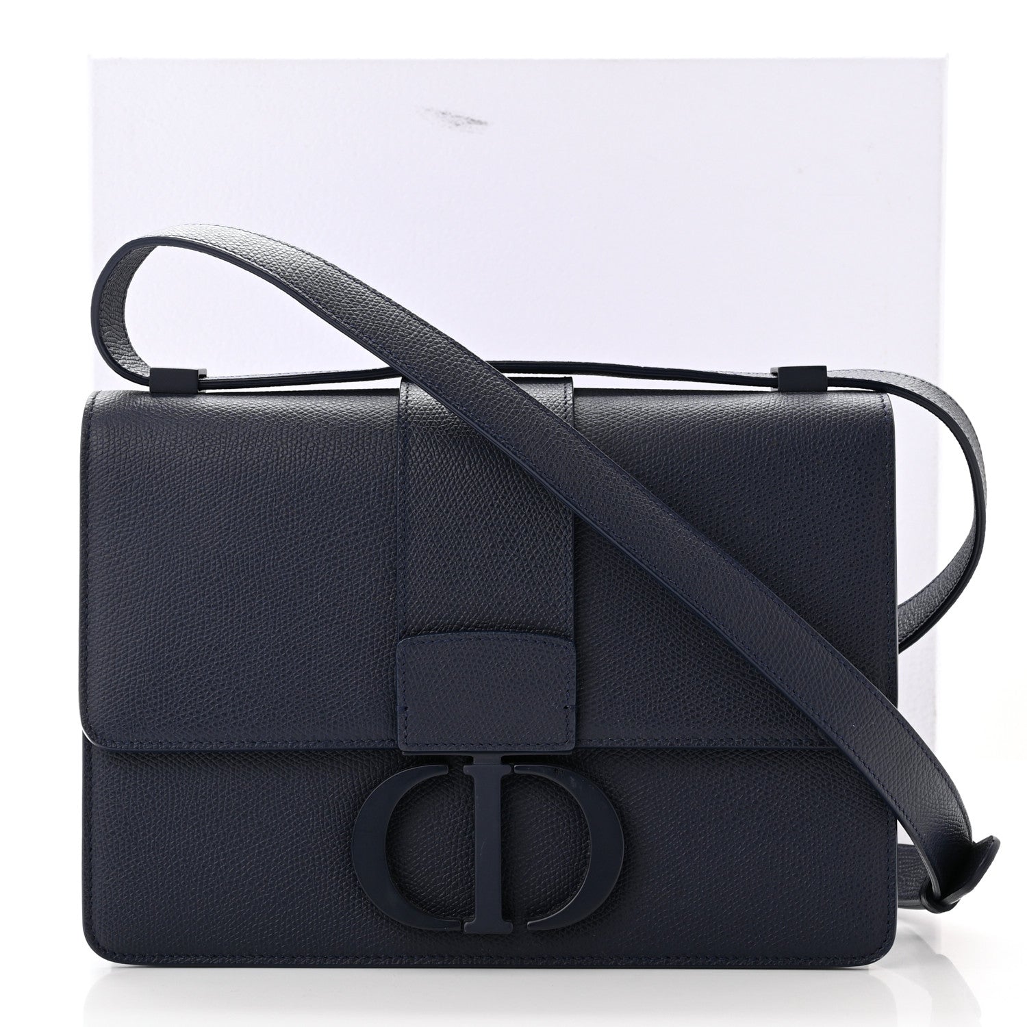 Christian Dior Ultra Matte Grained Calfskin 30 Montaigne Flap Bag Navy 12 of 12