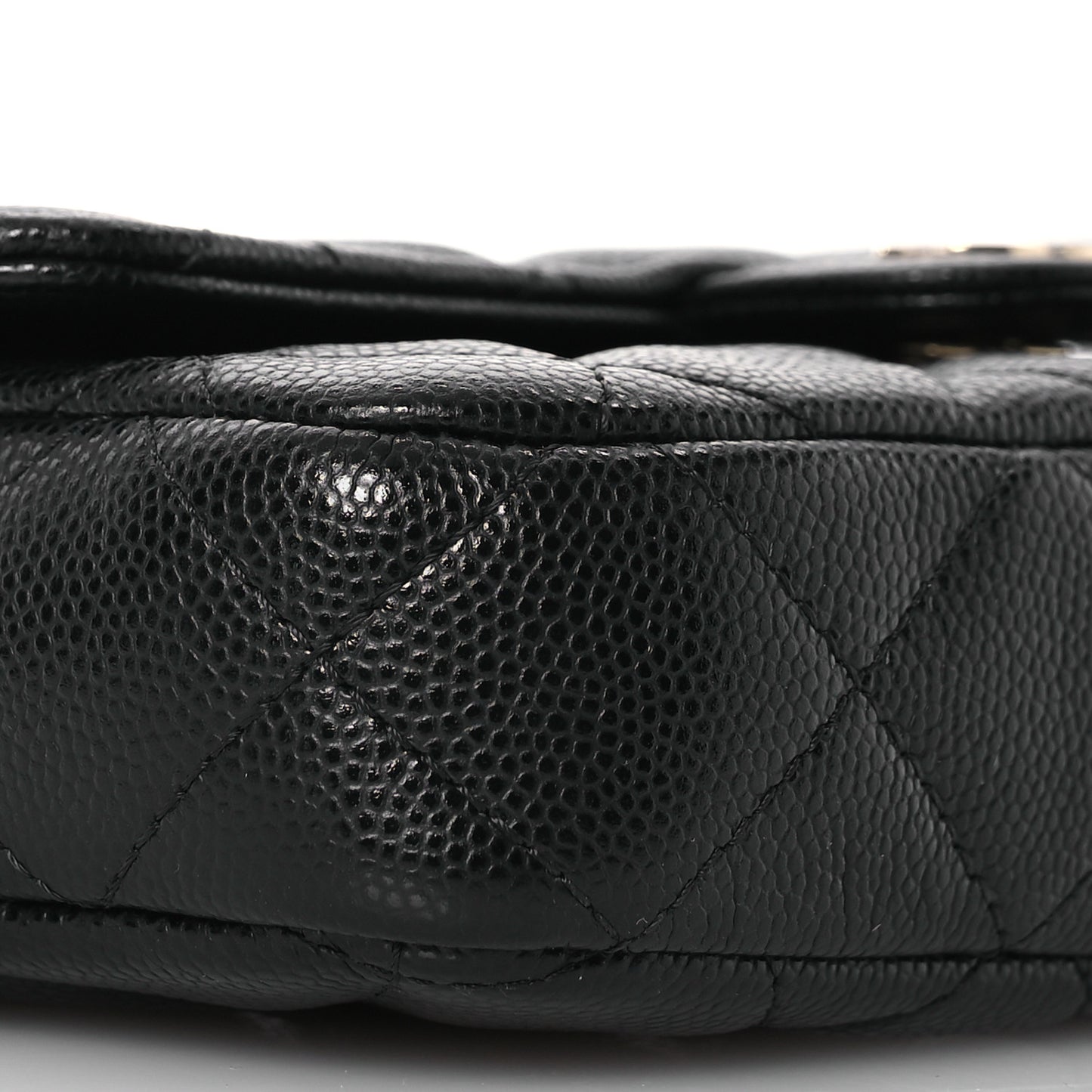 Caviar Quilted Flap Phone Holder With Chain Black