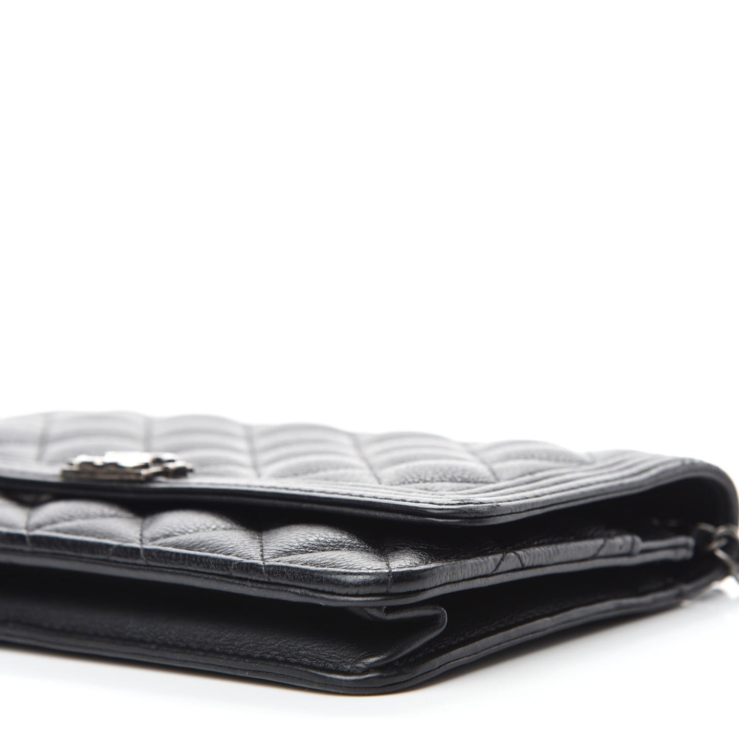 Calfskin Quilted Boy Wallet On Chain WOC Black