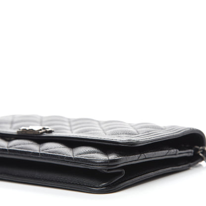 Chanel Calfskin Quilted Boy Wallet On Chain WOC Black 7 of 15