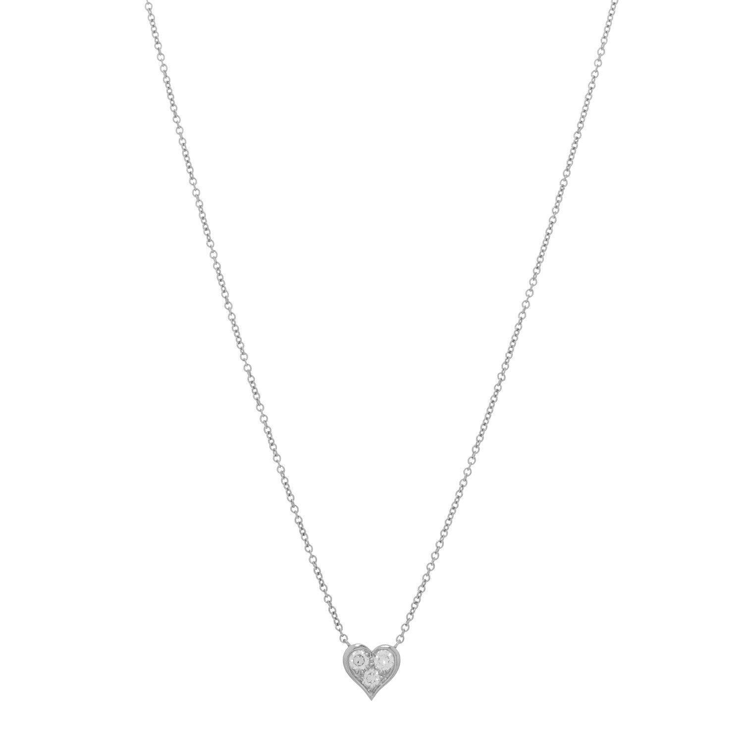 Tiffany Platinum Diamond Heart Pendant Necklace 1 of 4